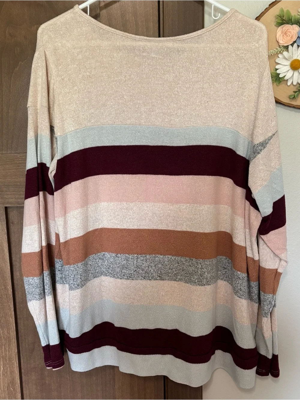 Market & Spruce Gloria Button Detail Brushed Knit Top Striped Plus Size 2X - Picture 8 of 10